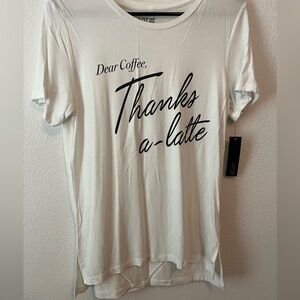 Kohls Apt 9 Graphic T (Dear Coffee Thanks A Latte) - White - Medium